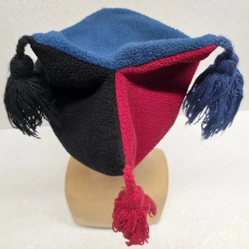 Vintage Mews Polartec Jester Tassel Fleece Winter Hat Red Blue Black